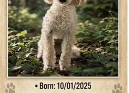 a poodle dog sitting in a bush