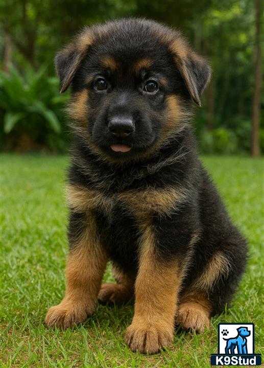 a german shepherd dog sitting in the grass