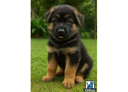 a german shepherd dog sitting in the grass